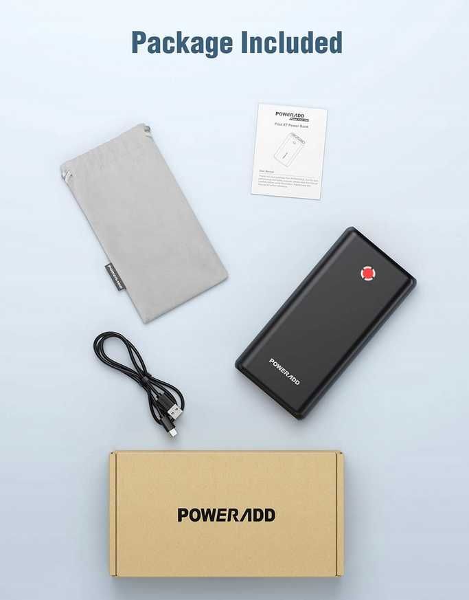 Poweradd Pilot X7 20000mAh POWERBANK 18W 2x USB USB-C QC 3.0 latarka