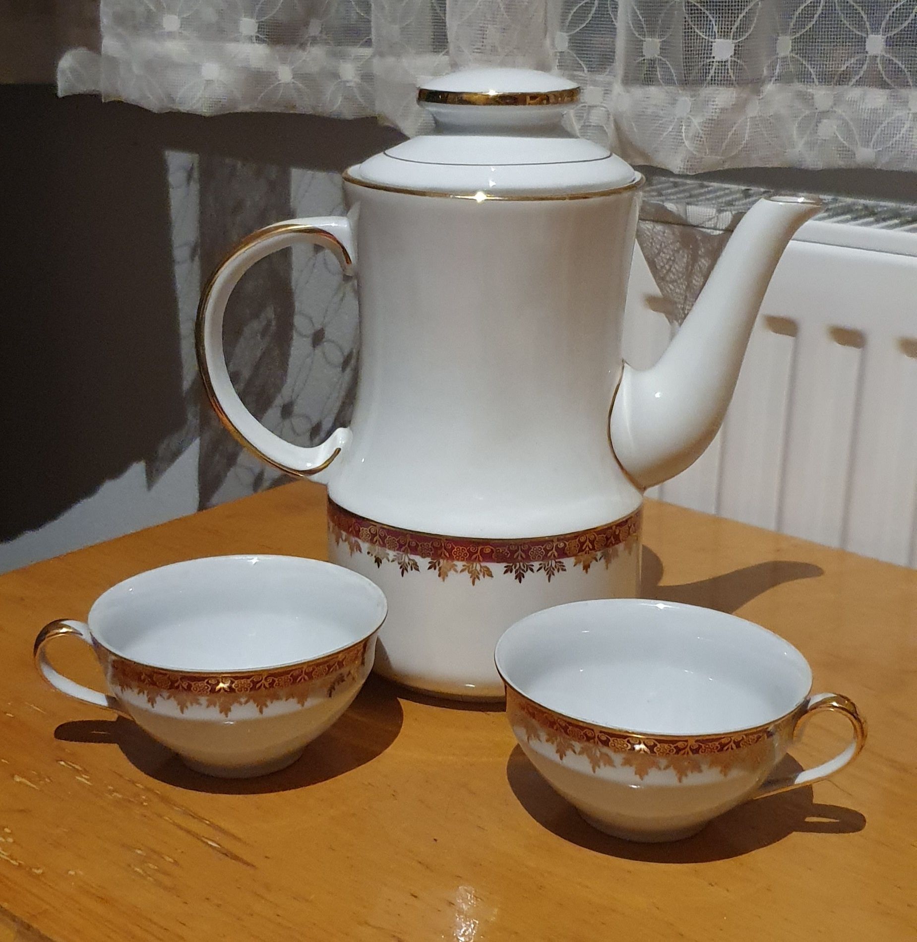 Dzbanek do kawy i 2 filiżanki porcelana Wawel