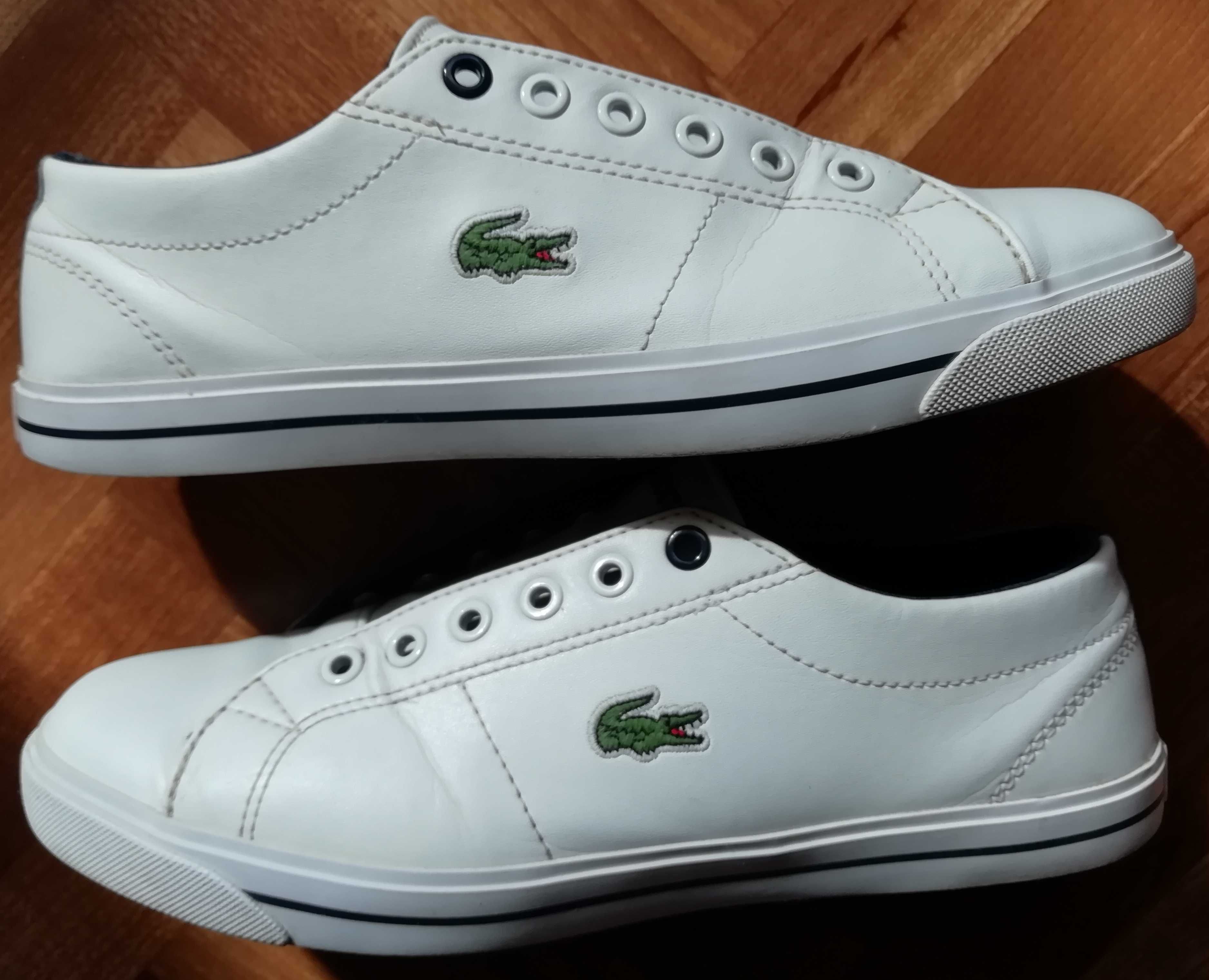 r. 37 LACOSTE SKÓRA trampki lekkie BIAŁE sneakersy + NOWE sznurowadła