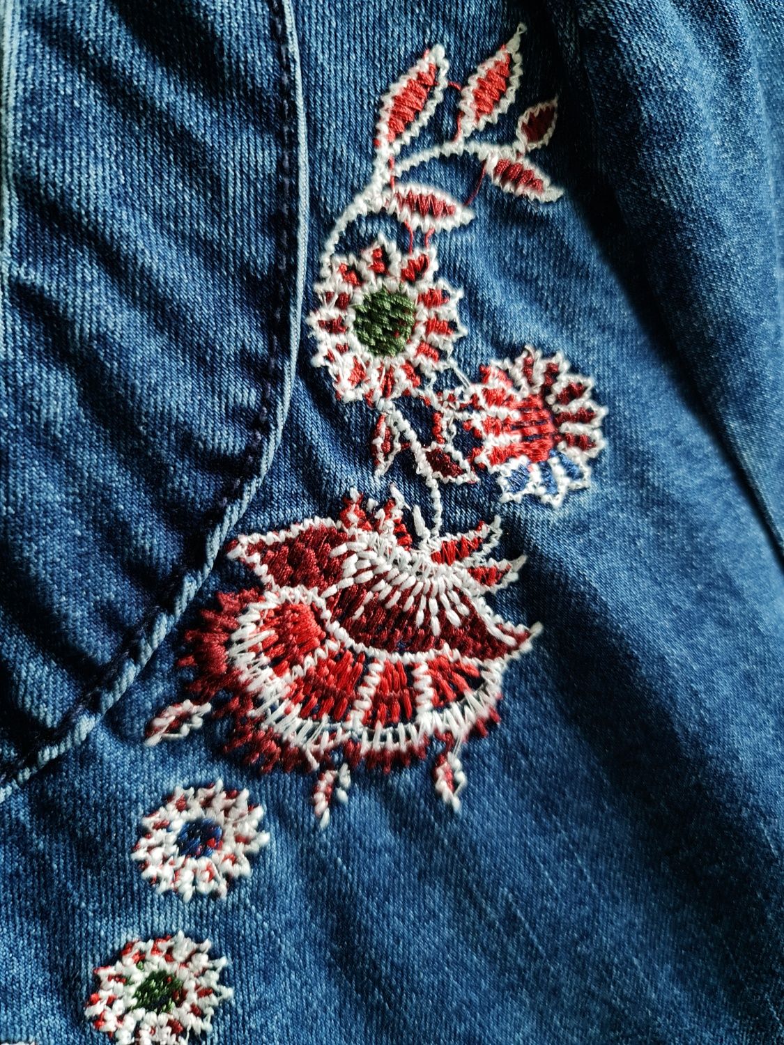 Sukienka damska jeansowa kwiaty rozm. 34