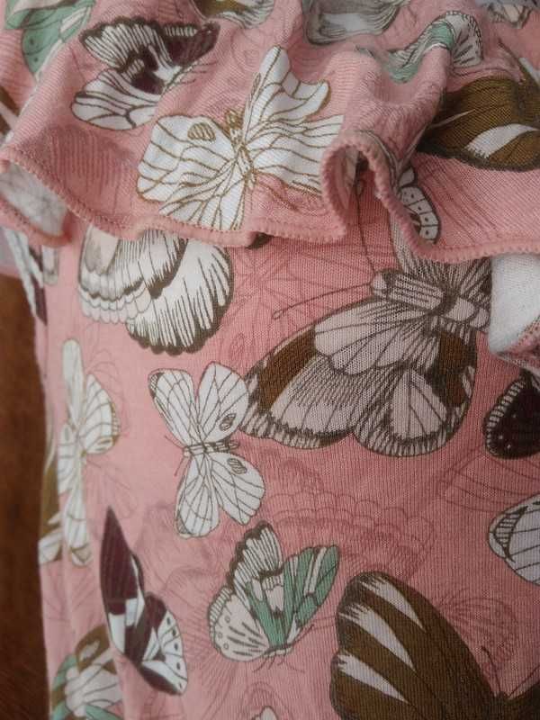 H&M bluzka top w motyle na lato falbana M