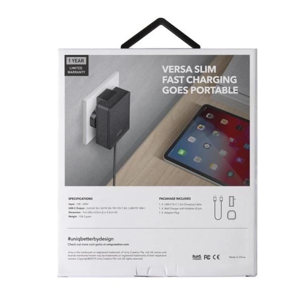 Ładowarka Uniq Lithos 18W Usb-C Pd Szybkie Ładowanie + Kabel Usb-C