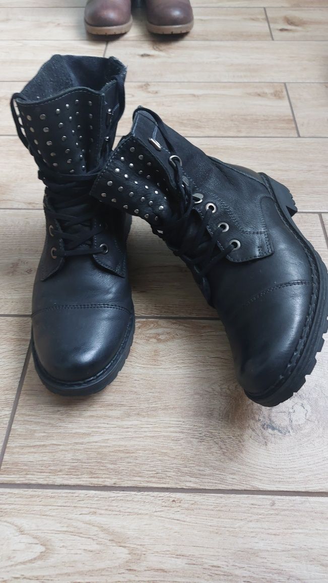 Skórzane botki workery Lasocki