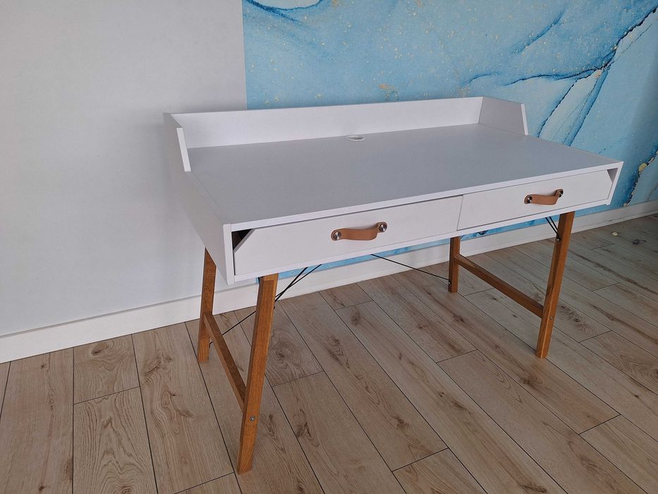 Biurko Bellamy Lotta 120x60 biały mat/dąb