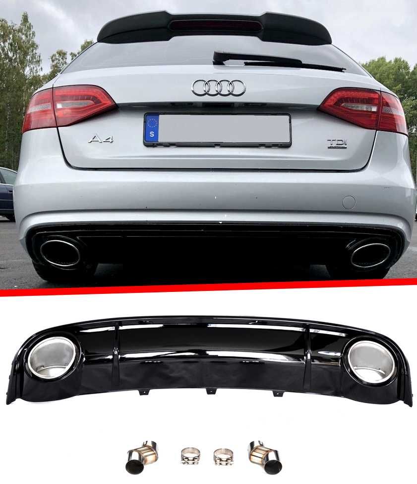 Dyfuzor Audi A4 B8 wzór RS4 full black dyfuzor dokładka zderzaka A4 B8