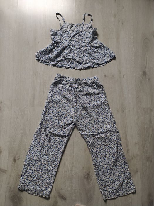 Komplet na lato / letni  w kwiatuszki 128 H&M dziewczynka