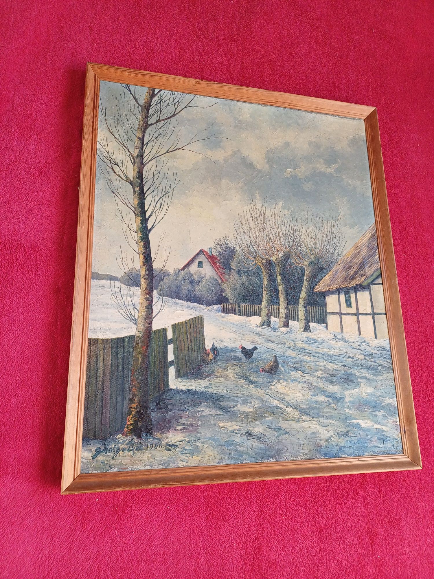 Stary obraz na płótnie sygnowany 1986