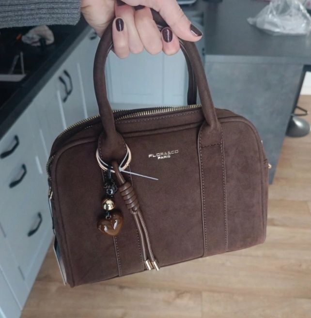 Torebka kuferek dwie komory czekoladowa nowa