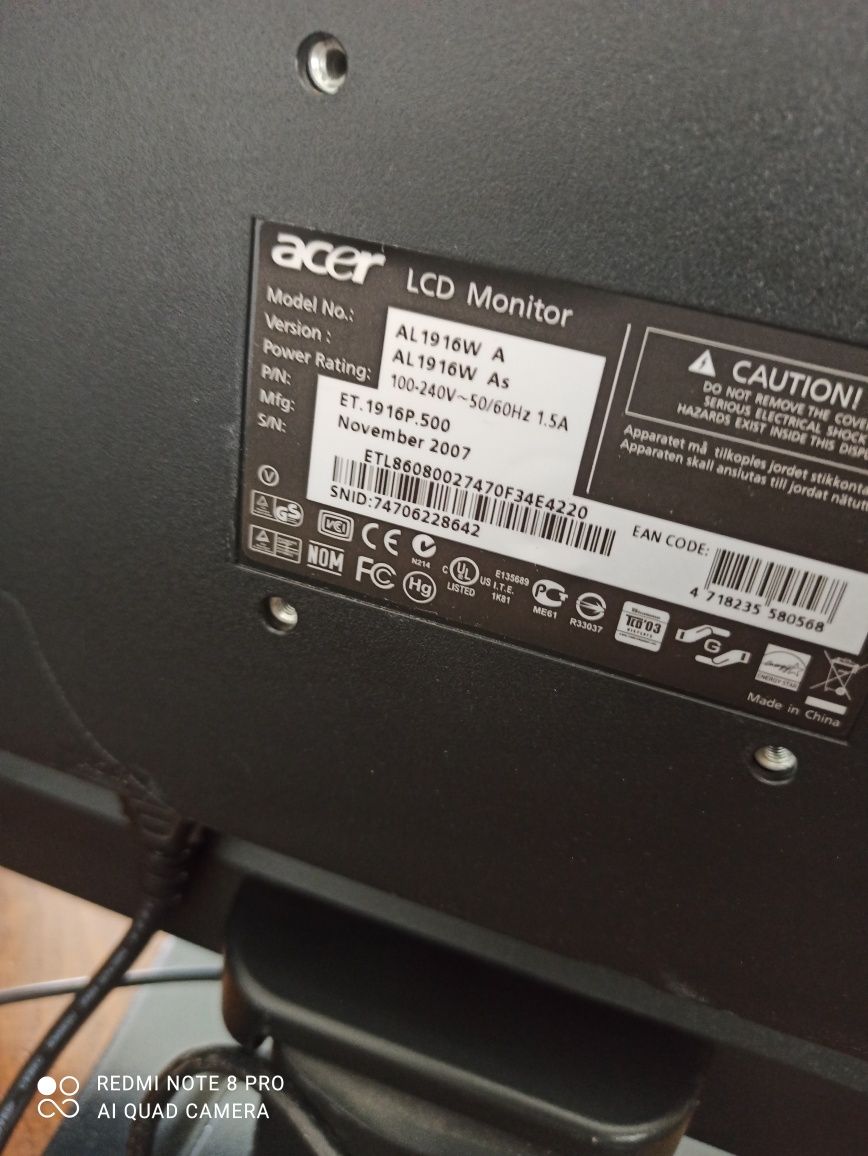 Monitor Acer LCD 19 polegadas