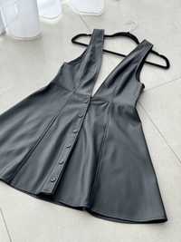 Новий чорний сарафан/плаття з екошкіри s-m