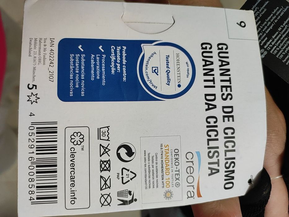 Luvas de bicicleta tamanho 9