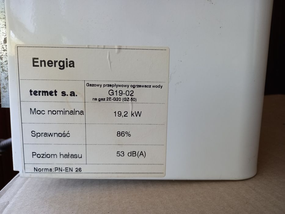 Gazowy przepływowy ogrzewacz wody G19-02