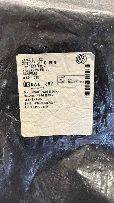 Nowe dywaniki welurowe czarne VW Volkswagen Passat B6 B7 CC Oryginalne