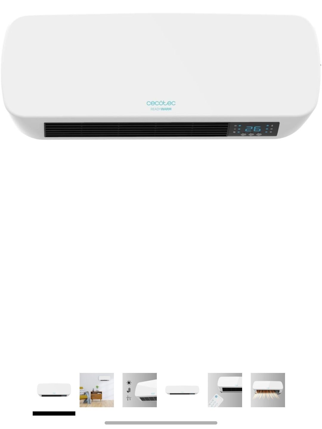 Aquecedor cerâmico de parede Cecotec Ready Warm, igual a Novo