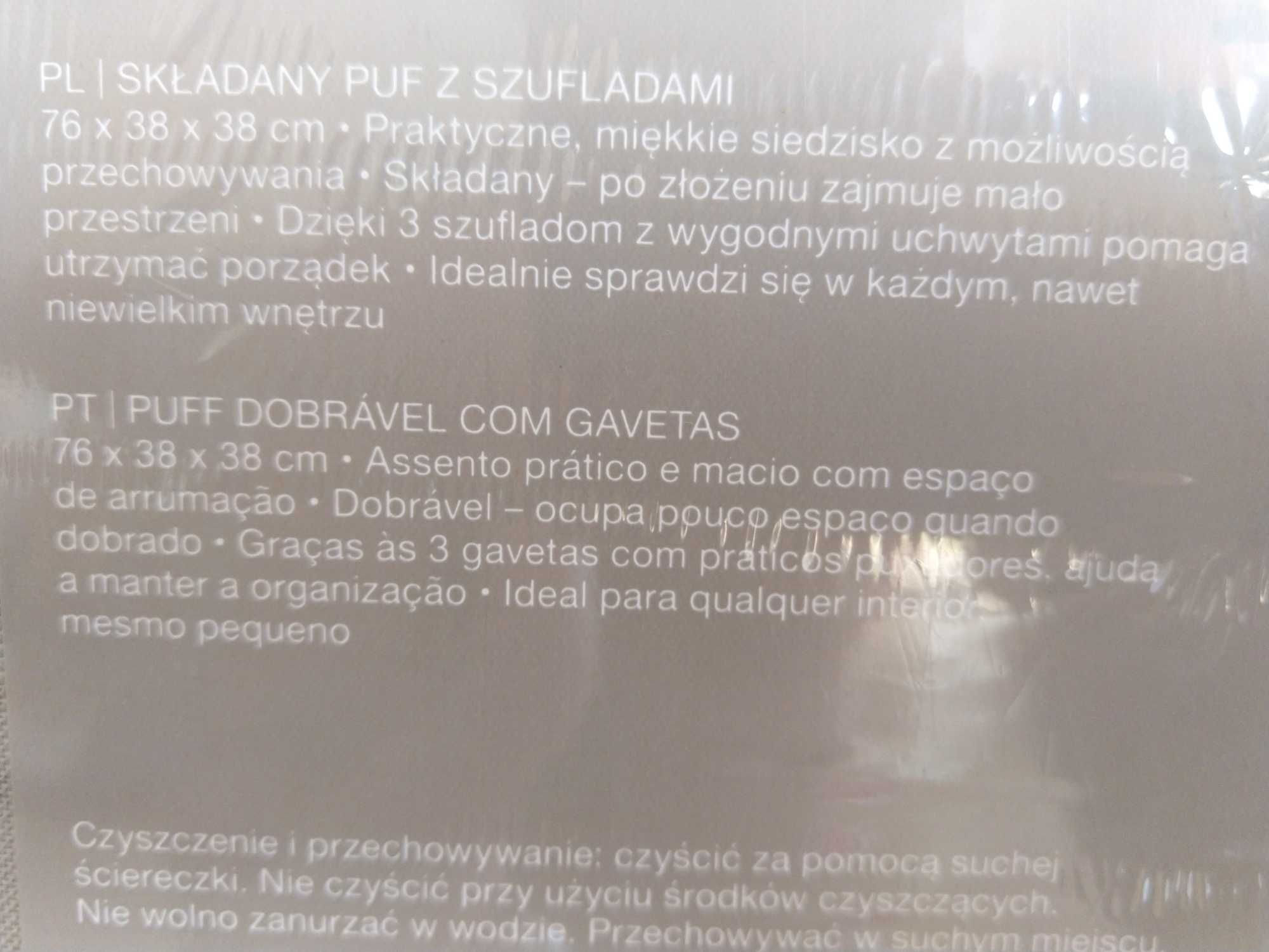 HIT Składany puf ze schowkami 3 szufladami schowek