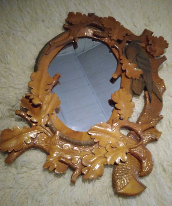 piekne  stare    lustro  rzezbione