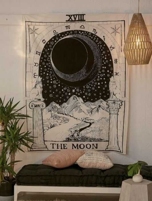 1 peça tapeçaria tarô "A Lua" decorativa parede.