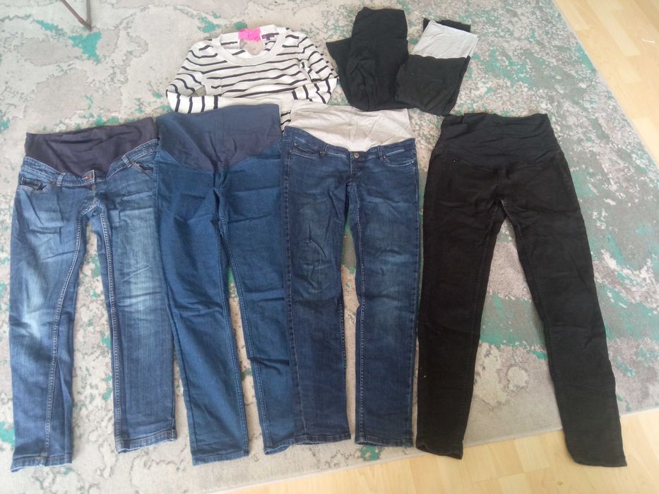 Spodnie ciążowe jeansy 40 L gratis sweterek
