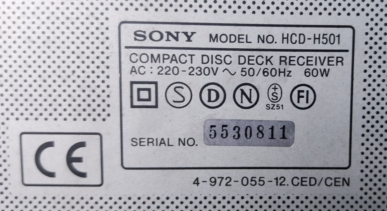 Aparelhagem Sony 60W p/ funcionar c/ amplificador de som.