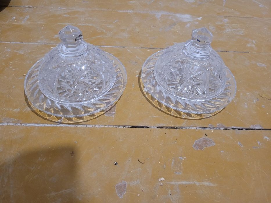 2 krysztalowe maselniczki