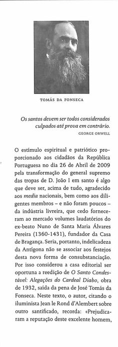 "O Santo Condestável. Alegações do Cardeal Diabo" de Tomás da Fonseca