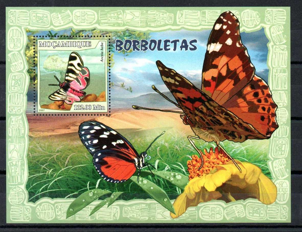 Znaczki Mozambik - Motyle, kwiaty blok