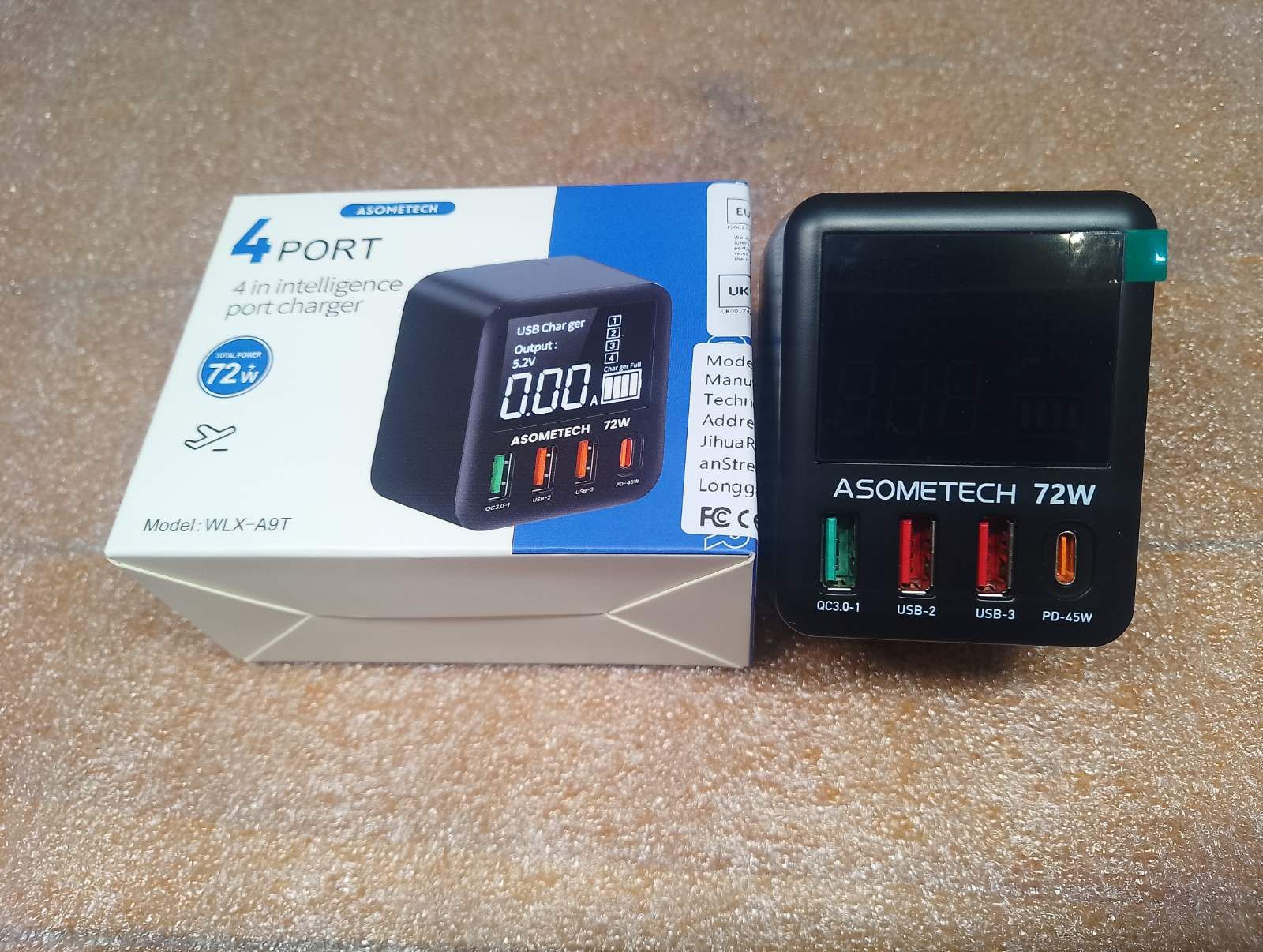 Asometech 72W зарядний пристрій WLX-A9T 3.0 PD3.0