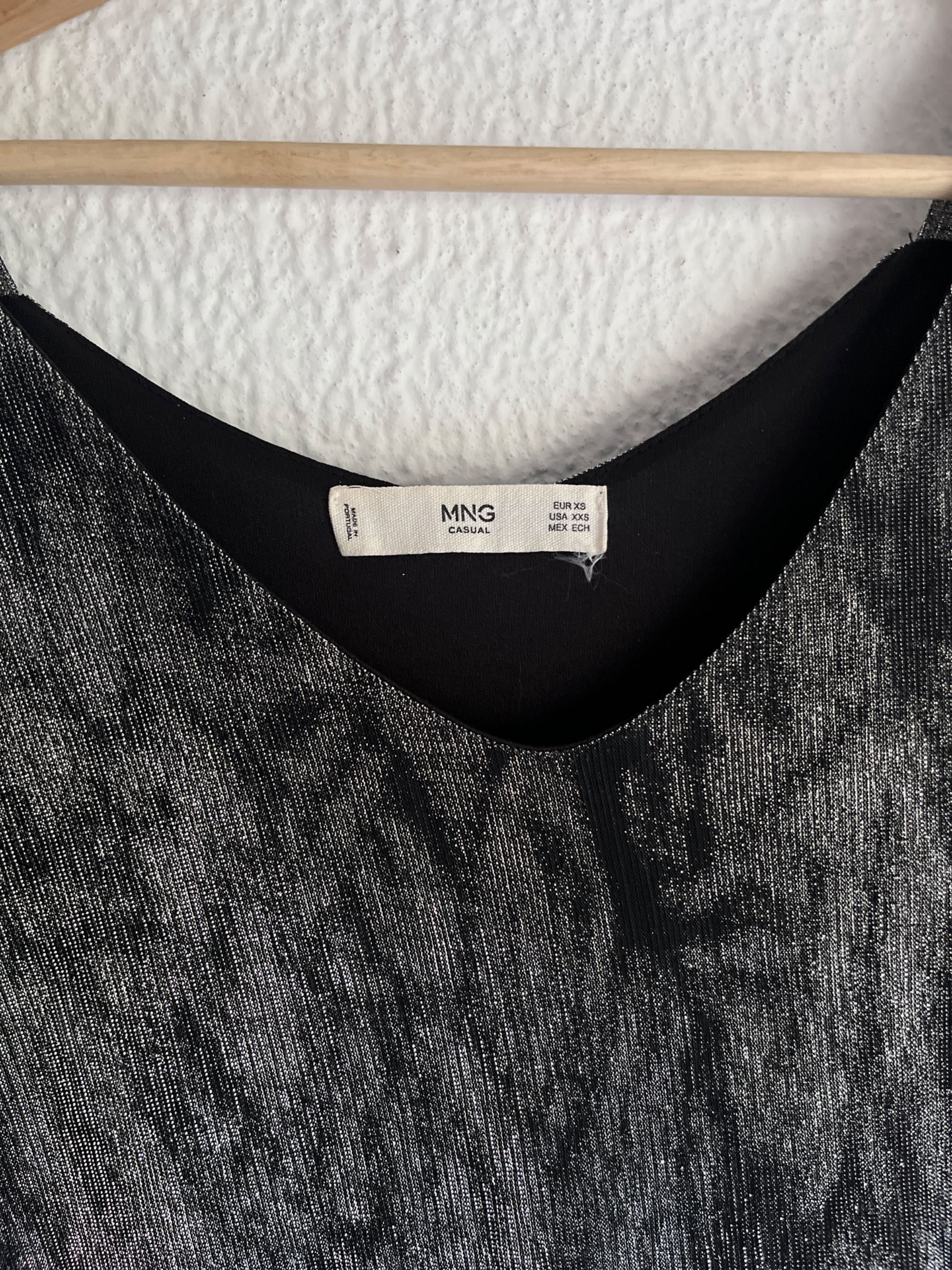 Vestido prateado Mango – glittery & glam (XS)