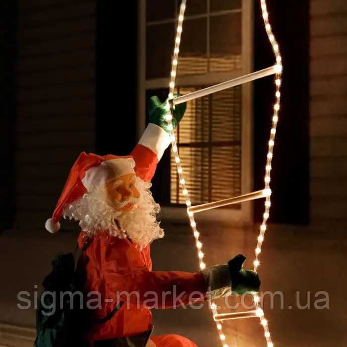 Різдвяні прикраси Дід Мороз на сходах 240 см