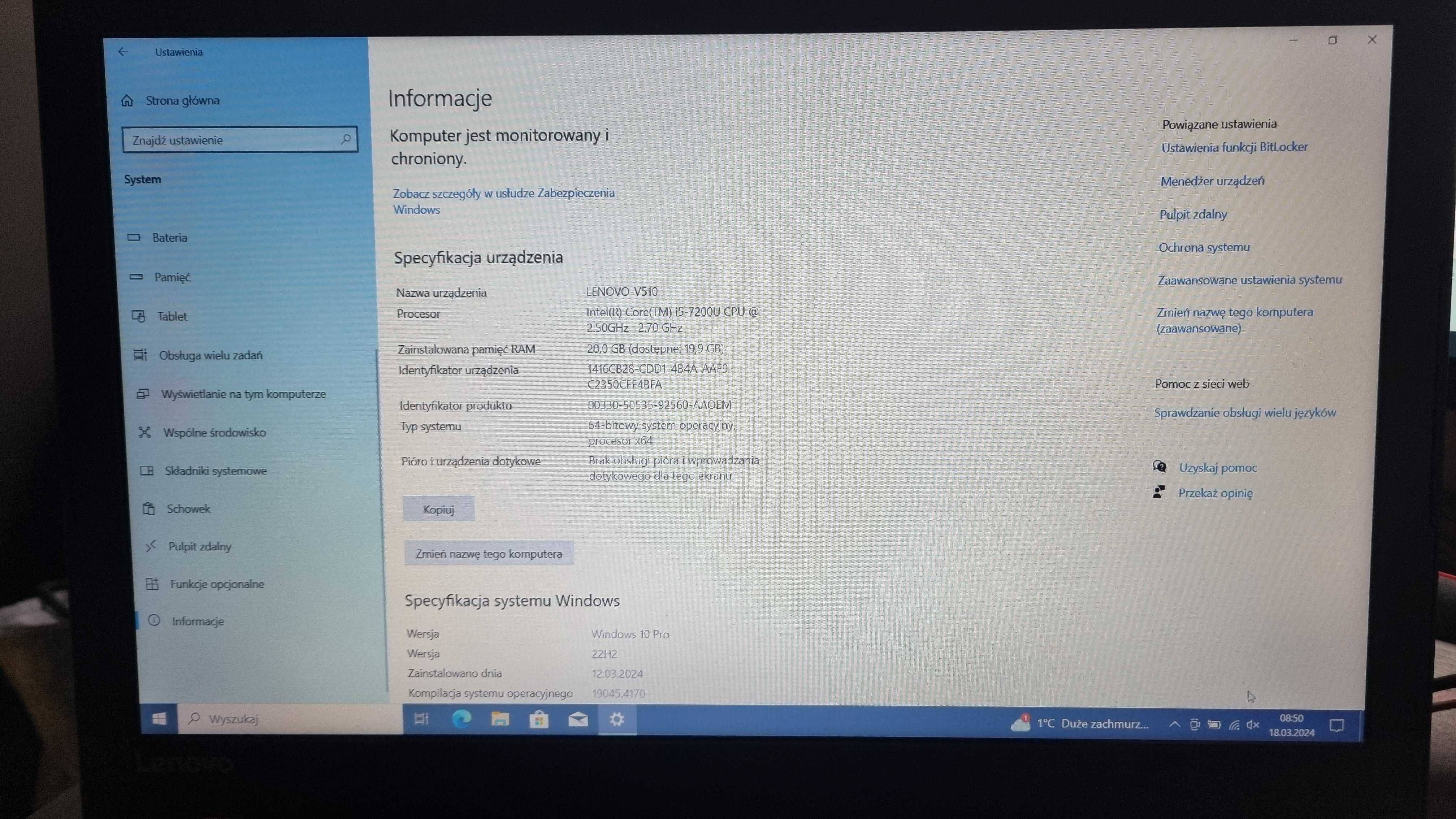 Laptop LENOVO V510-15IKB