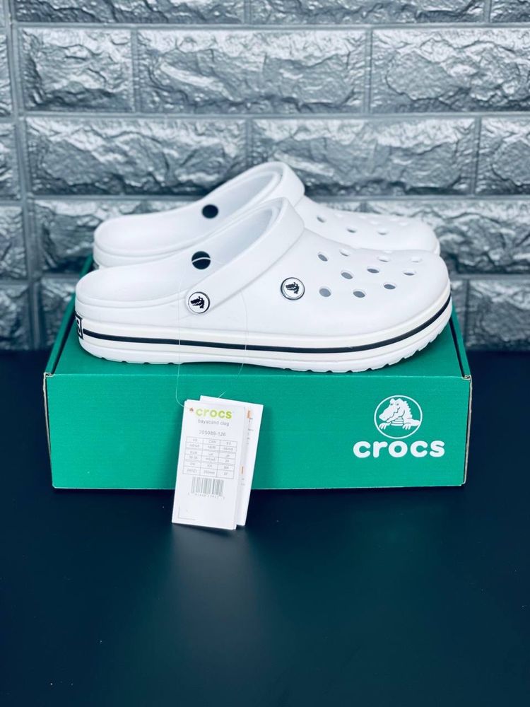 Шлепанцы женские Crocs Crocband Белые сабо кроксы тапочки Топ продаж!