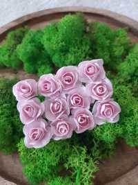 Kwiatki mini różyczki kolor jasny różowy scrapbooking kartki 144 szt