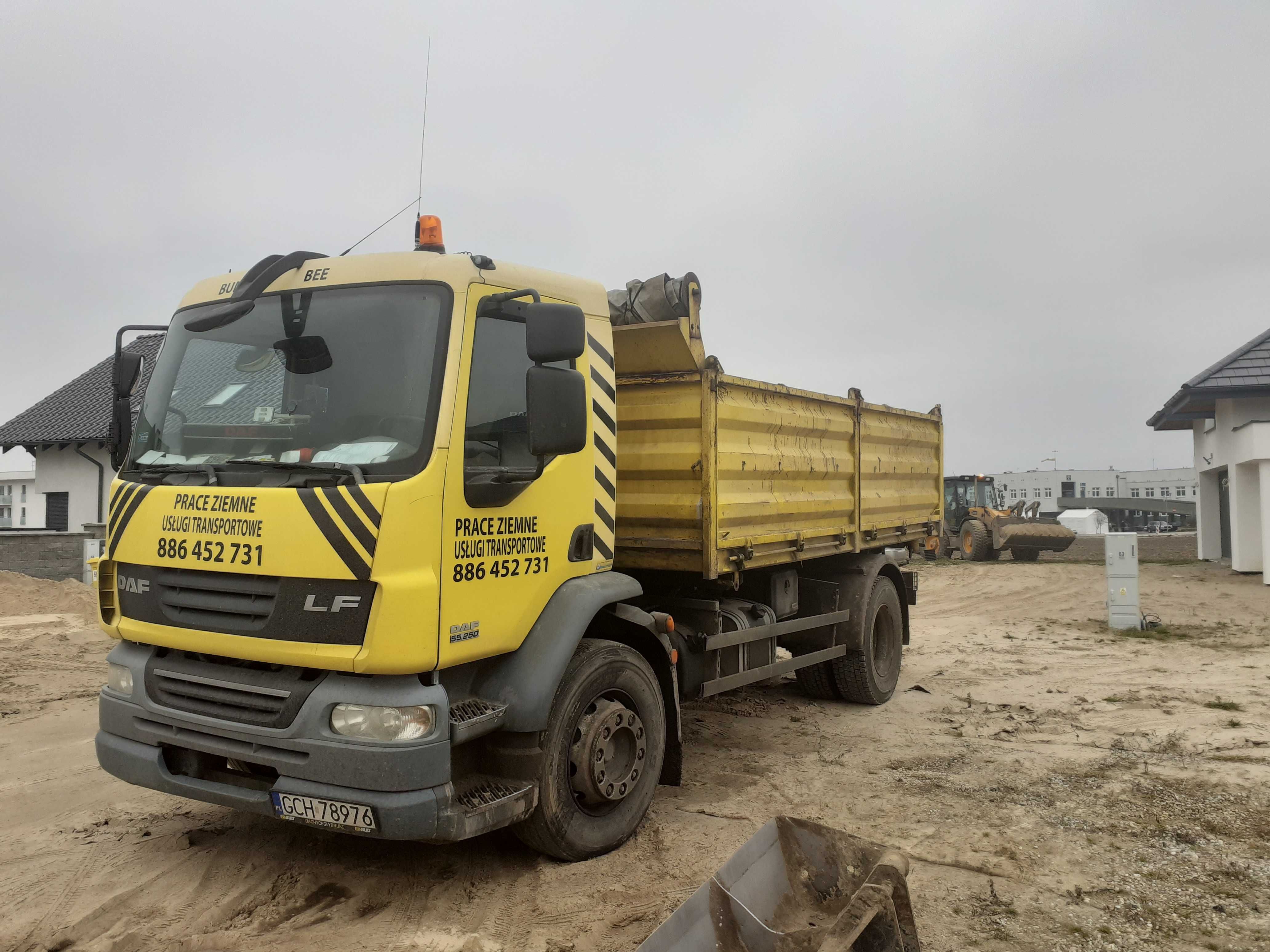 Wywrotka, transport. DAF 11ton załadunku. Wysokie burty.