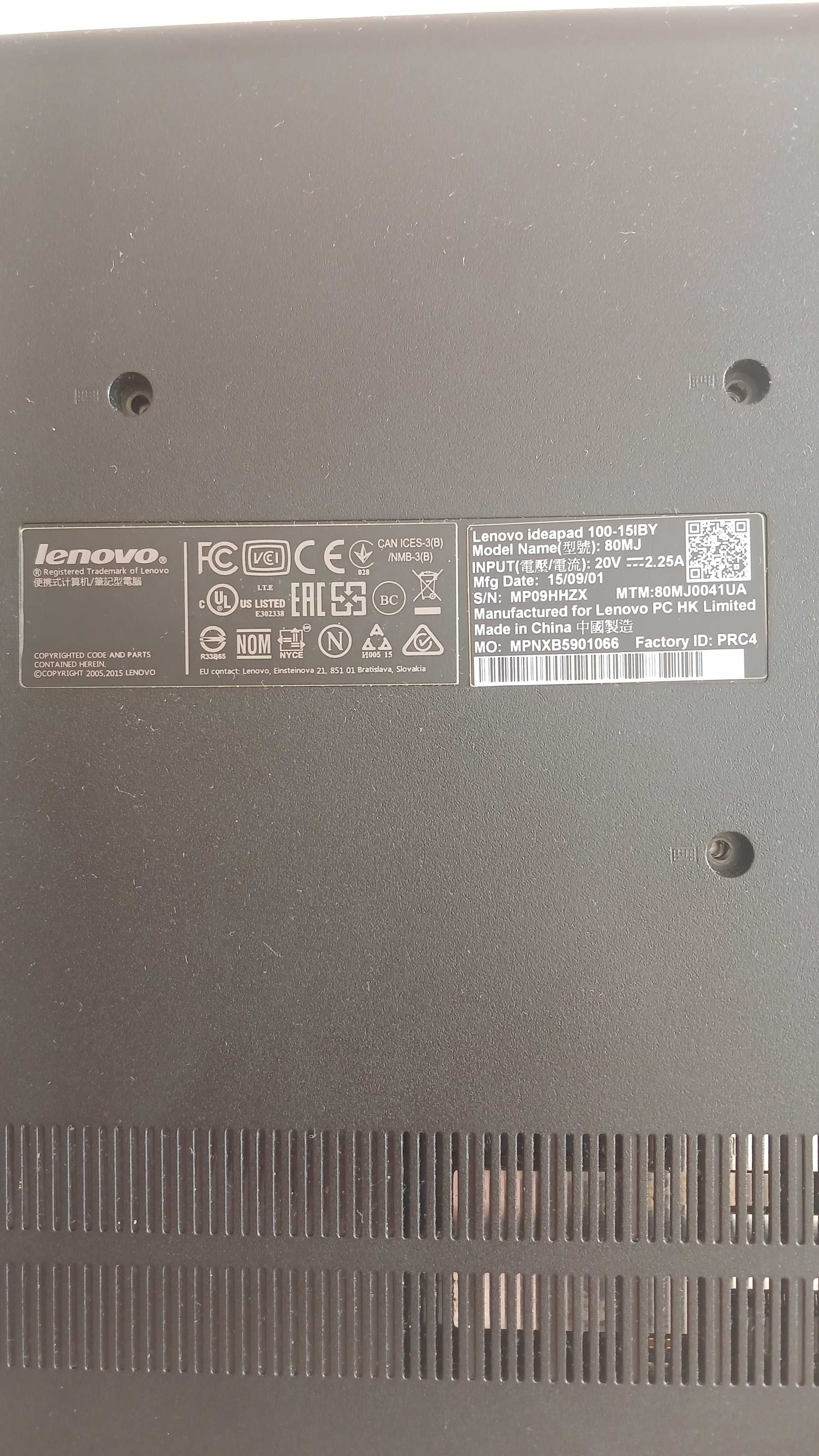 Продам ноутбук Lenovo IdeaPad 100-15IBY