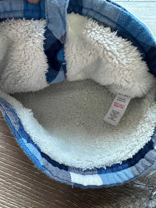 Ciepła ocieplana koszula bluza w kratę z futerkiem Nutmeg 68-74 cm 6-9