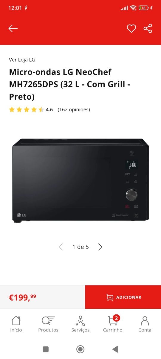 Micro-ondas LG NeoChef MH7265DPS (32 L - Com Grill - Preto)