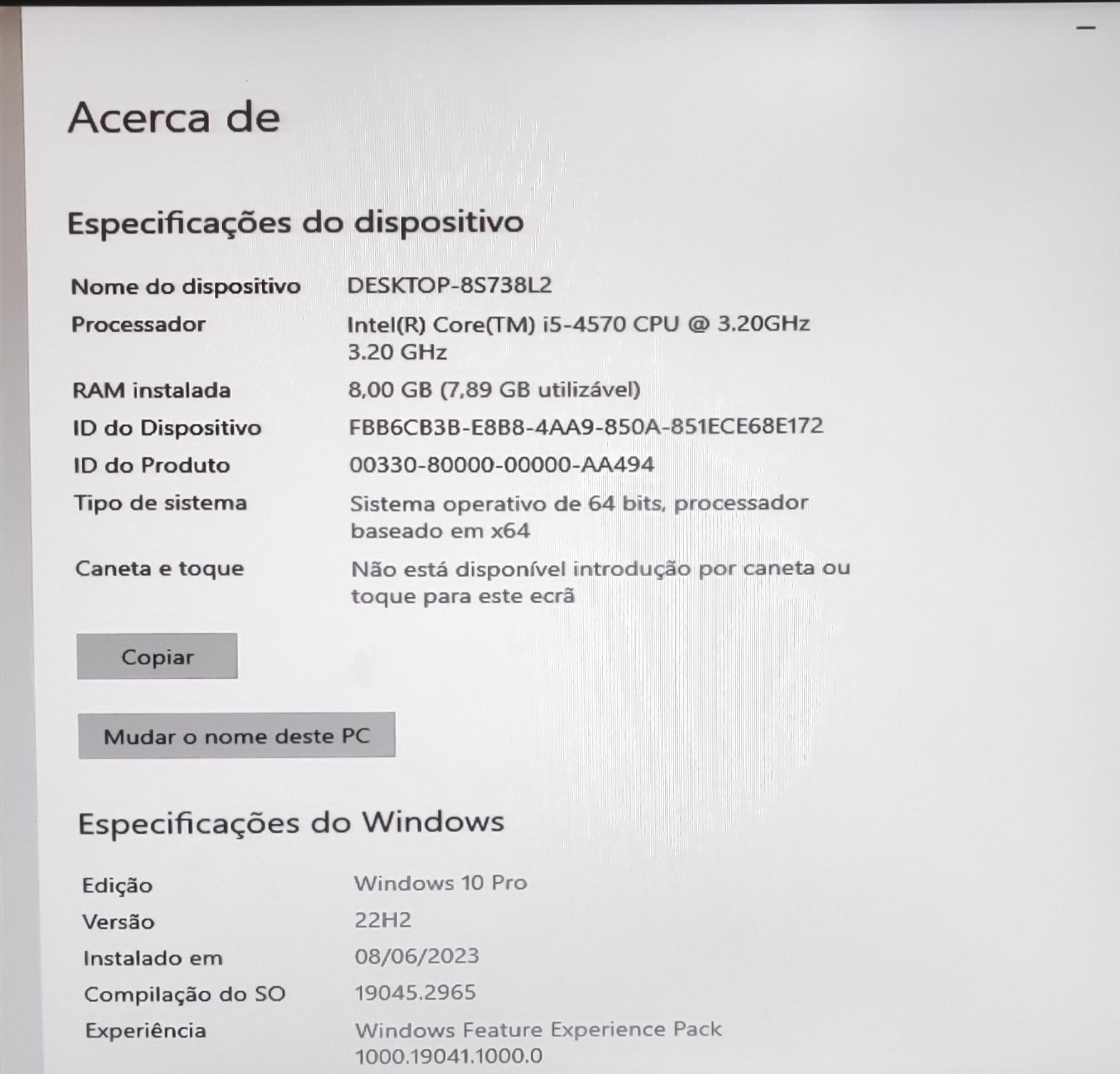 Computador (Desktop) HP EliteDesk + Ecrã