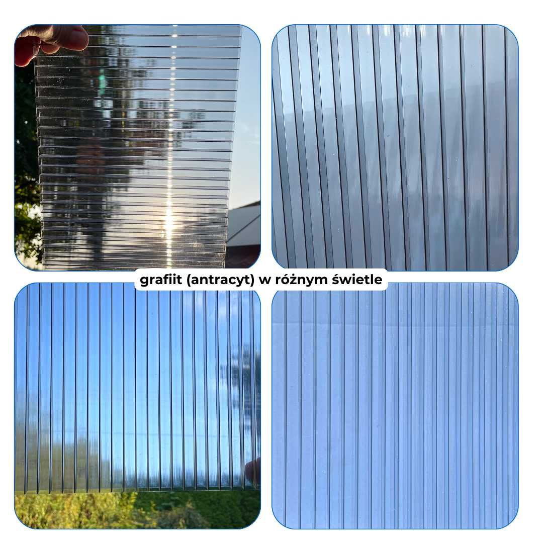 Poliwęglan Komorowy Grafitowy 10mm 2,1 x 2/3/4/5/6/7m cena za 2,1x2m