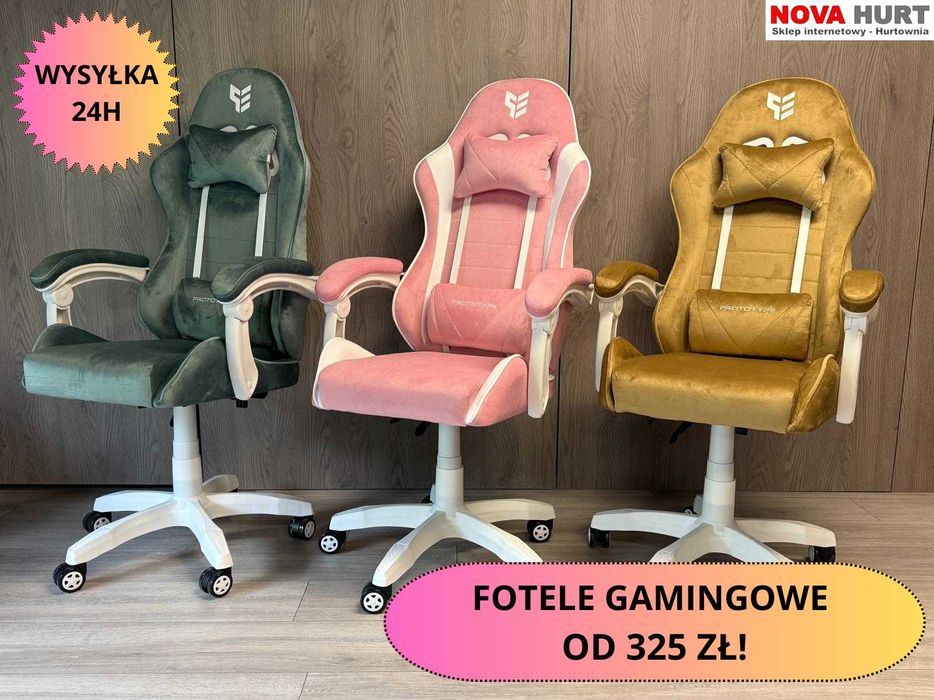 Krzesło obrotowe do biurka fotel gamingowy WELUR/TKANINA