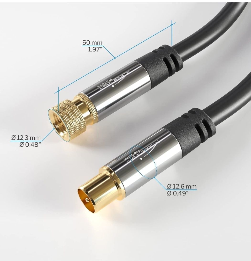 Cabo de antena e satélite para conector coaxial, cabo coaxial HDTV