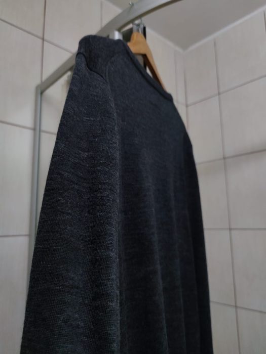 Sweter klasyczny męski L SU Straight up elegancki szary siwy ciemny bl