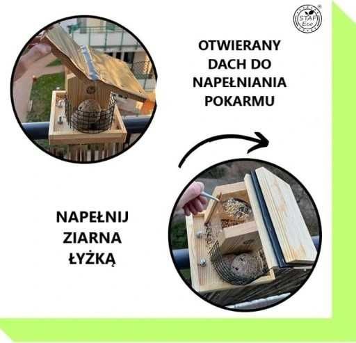 STAFECO Karmnik dla ptaków na balkon do ogródka z OTWIERANYM DACHEM