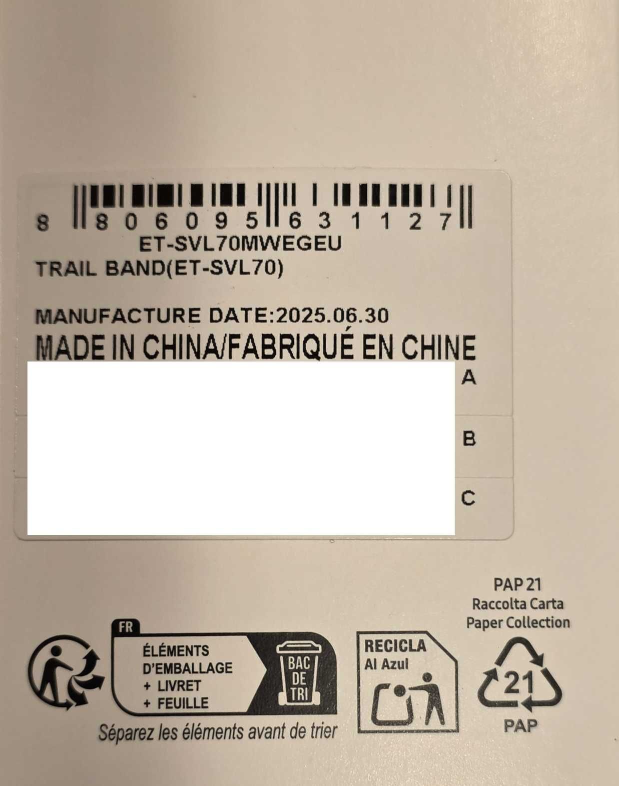 Pulseira Samsung Trial Band Branca para Watch Ultra (nova e selada)
