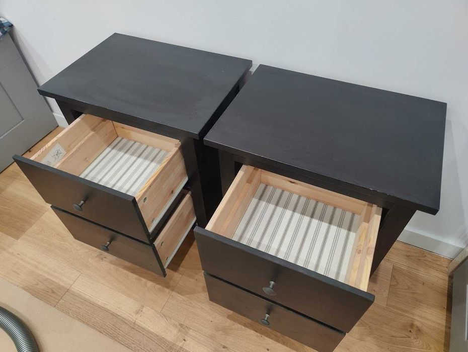 Komoda Hemnes IKEA czarnobrązowa +2 stoliki nocne Hemnes czarnobrązowe