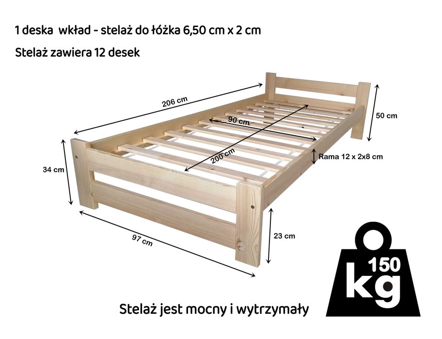 Łóżko + Materac Zestaw 80x200 90x200 Hotelowe