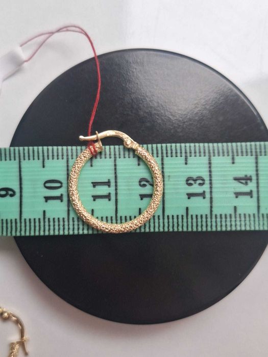 Złote diamentowane kolczyki koła , włoskie p. 585,14K