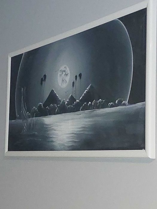 Obraz w bialej ramie glamour