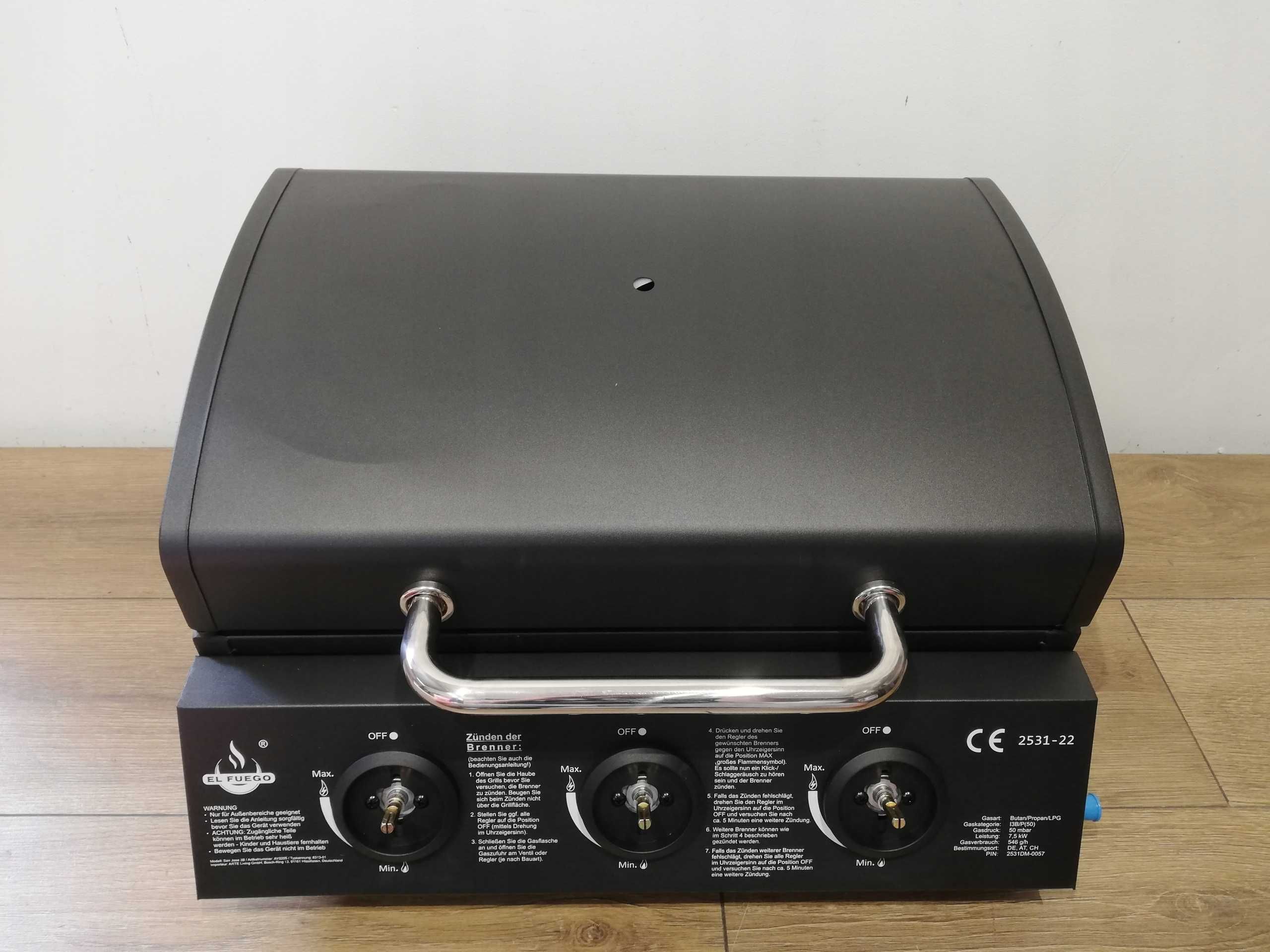 Grill Gazowy EL Fuego SAN JOSE 3 palniki ŻELIWNY RUSZT Stabilny OUTLET
