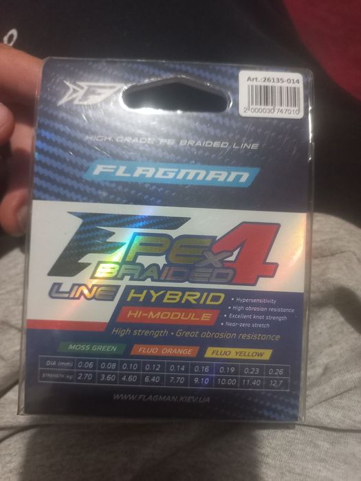 Шнур Flagman PE Hybrid F4 135м / 0.14мм / 7.7кг / 10Lb FluoOrange