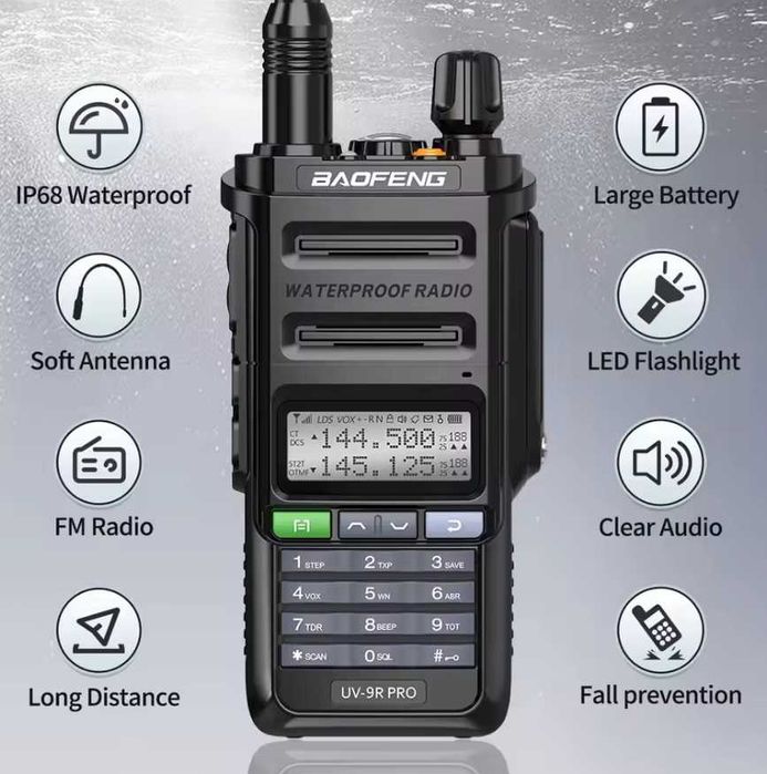 Baofeng UV-9R Pro - IP68 Водонепроницаемая портативная рация, новая